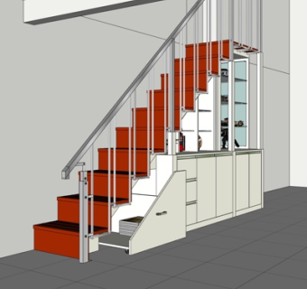 现代楼梯储物柜su模型
