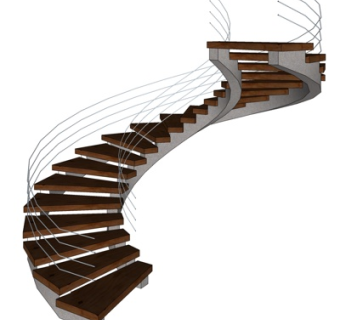 现代旋转楼梯su模型