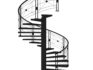 现代旋转楼梯su模型