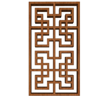 中式实木隔断屏风su模型