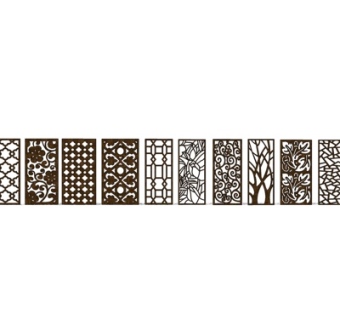 现代铁艺隔断屏风su模型