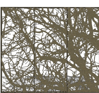 现代镂空树枝屏风su模型