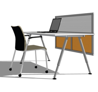 现代电脑桌su模型