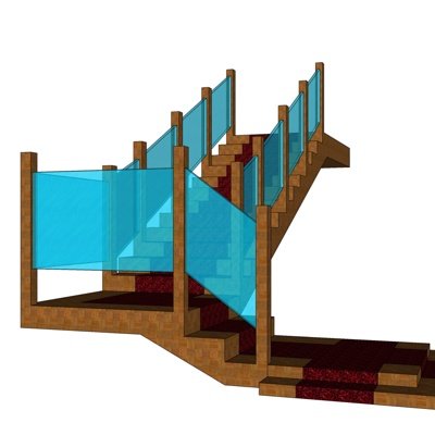现代实木楼梯su模型