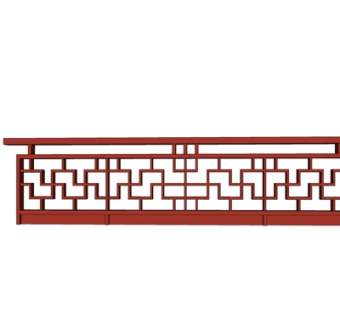 中式实木围栏su模型