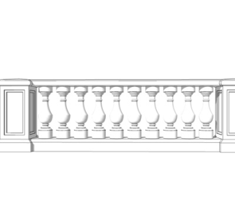 欧式阳台围栏su模型