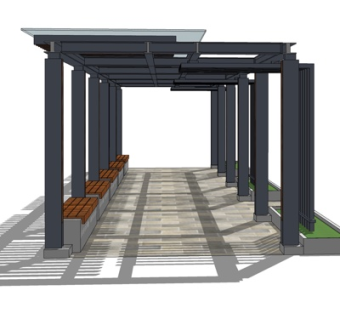 现代廊架su模型