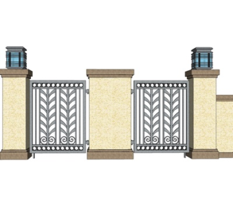 欧式铁艺围栏围墙su模型