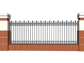 欧式铁艺围墙su模型