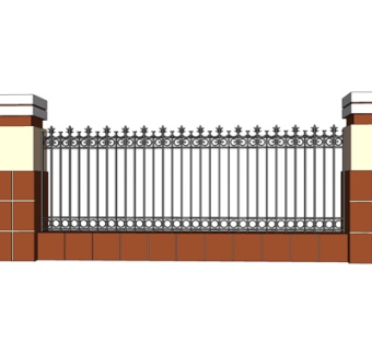 欧式铁艺围墙su模型