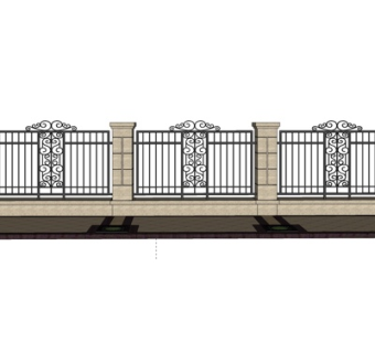 欧式铁艺围墙su模型