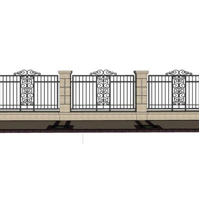 欧式铁艺围墙su模型