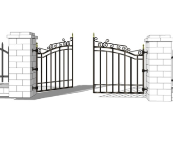 欧式铁艺庭院大门su模型