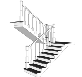 欧式转角楼梯su模型