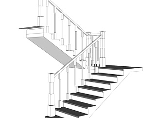 欧式转角楼梯su模型
