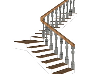 欧式<em>转角楼梯</em>su模型