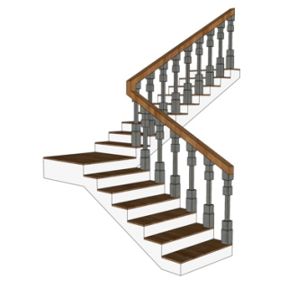欧式转角楼梯su模型