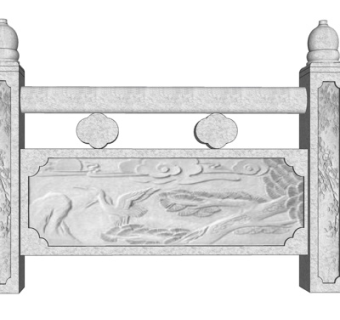 新中式大理石围栏su模型