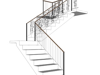 欧式<em>转角</em>楼梯su模型