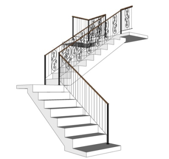 欧式转角楼梯su模型