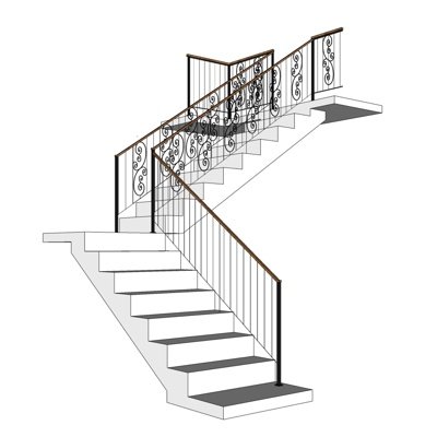 欧式转角楼梯su模型