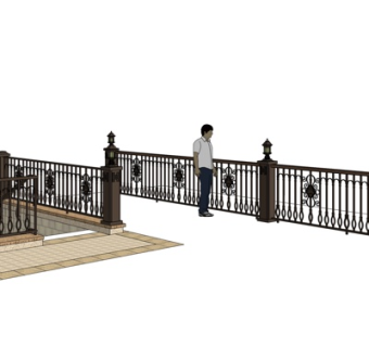 欧式铁艺围栏su模型