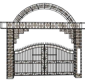 欧式铁艺庭院大门su模型