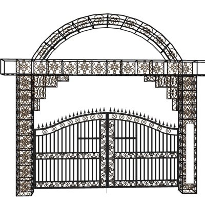 欧式铁艺庭院大门su模型