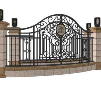 欧式铁艺庭院大门su模型