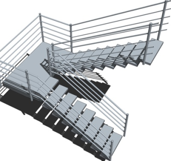 现代转角楼梯su模型