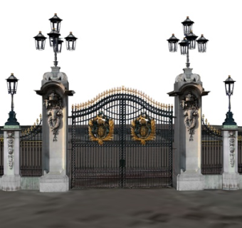 欧式铁艺庭院大门su模型