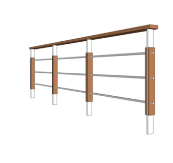 现代实木围栏su模型
