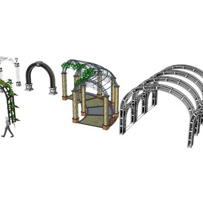 欧式廊架组合su模型