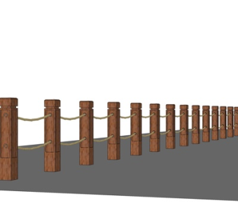 中式实木围栏su模型