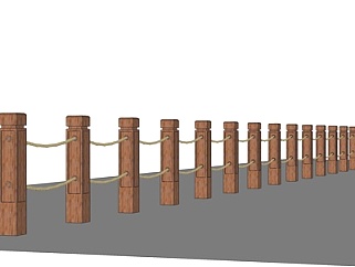 中式<em>实木围栏</em>su模型