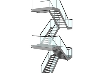 现代玻璃<em>转角楼梯</em>su模型