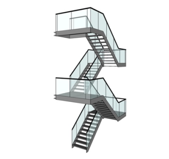 现代玻璃转角楼梯su模型