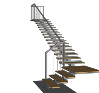 现代实木楼梯su模型