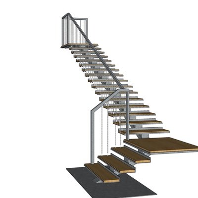 现代实木楼梯su模型