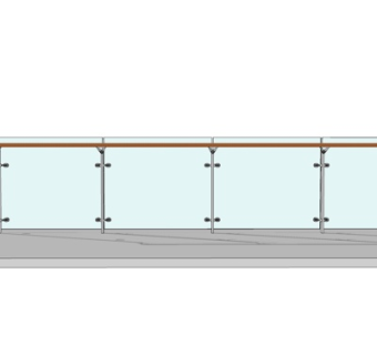 现代玻璃围栏su模型