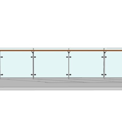 现代玻璃围栏su模型