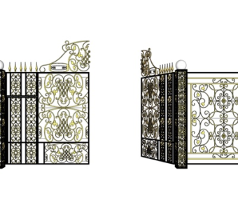 欧式铁艺庭院大门su模型