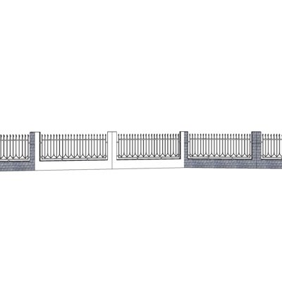 欧式铁艺围墙su模型