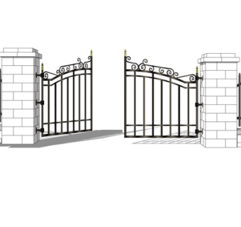 欧式铁艺庭院大门su模型