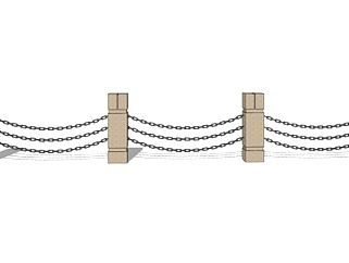 现代铁链围栏su模型