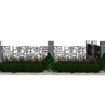 新中式铁艺围墙su模型