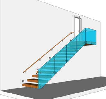 现代实木楼梯su模型
