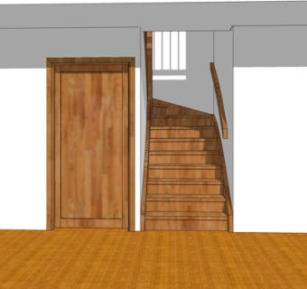 现代实木楼梯su模型