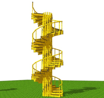 现代竹制楼梯su模型