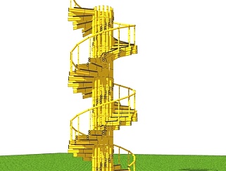 现代竹制楼梯su模型